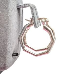 925 Sterling Silver Hexagon Hoop Earrings